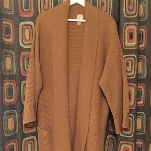 Long Rib knit Shawl collar Sweater